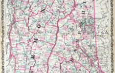 New Hampshire And Vermont Map Original 1863 Johnsons Atlas Etsy