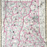 New Hampshire And Vermont Map Original 1863 Johnsons Atlas Etsy