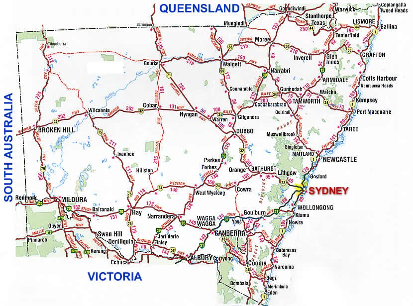 New South Wales Road Map NSW