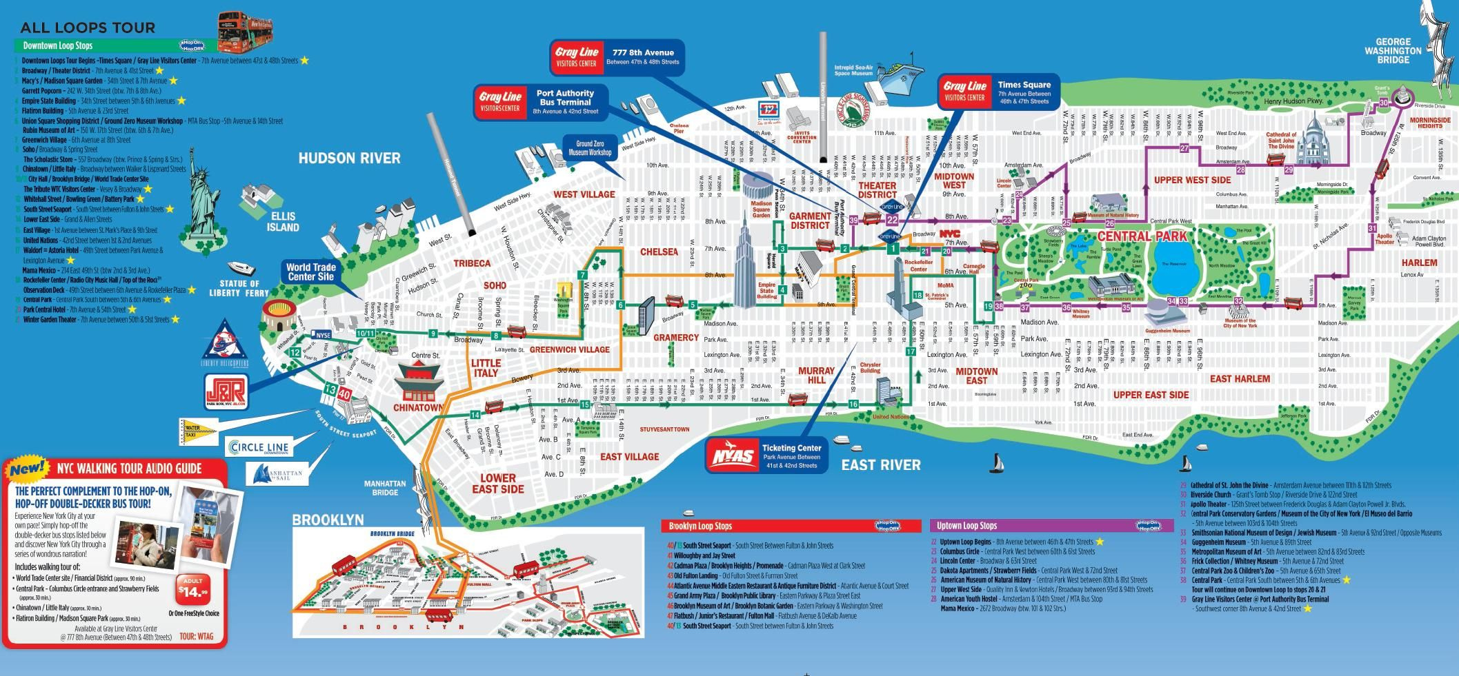 New York City Attractions Tourist Map New York City Travel