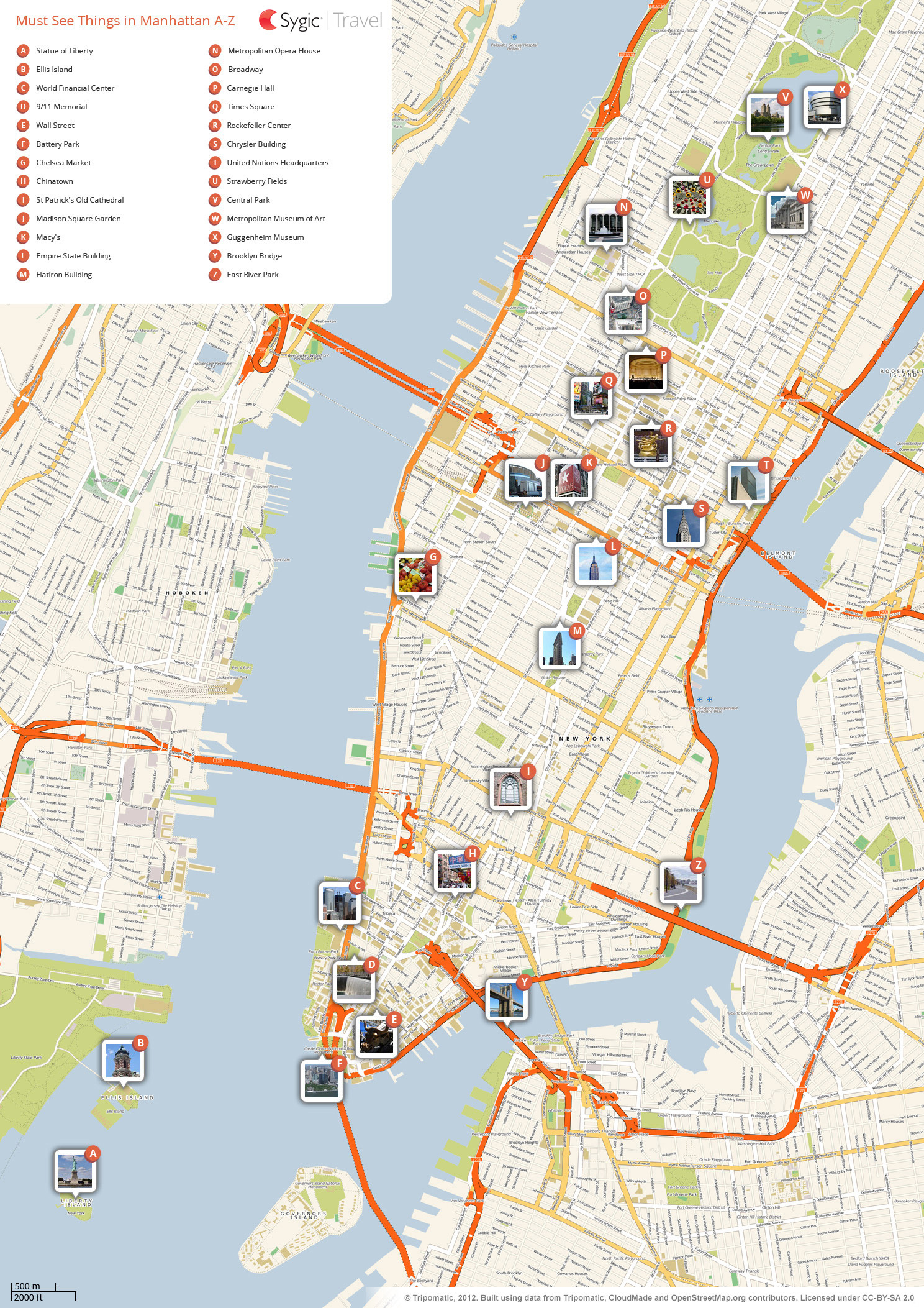 New York City Manhattan Printable Tourist Map Sygic Travel