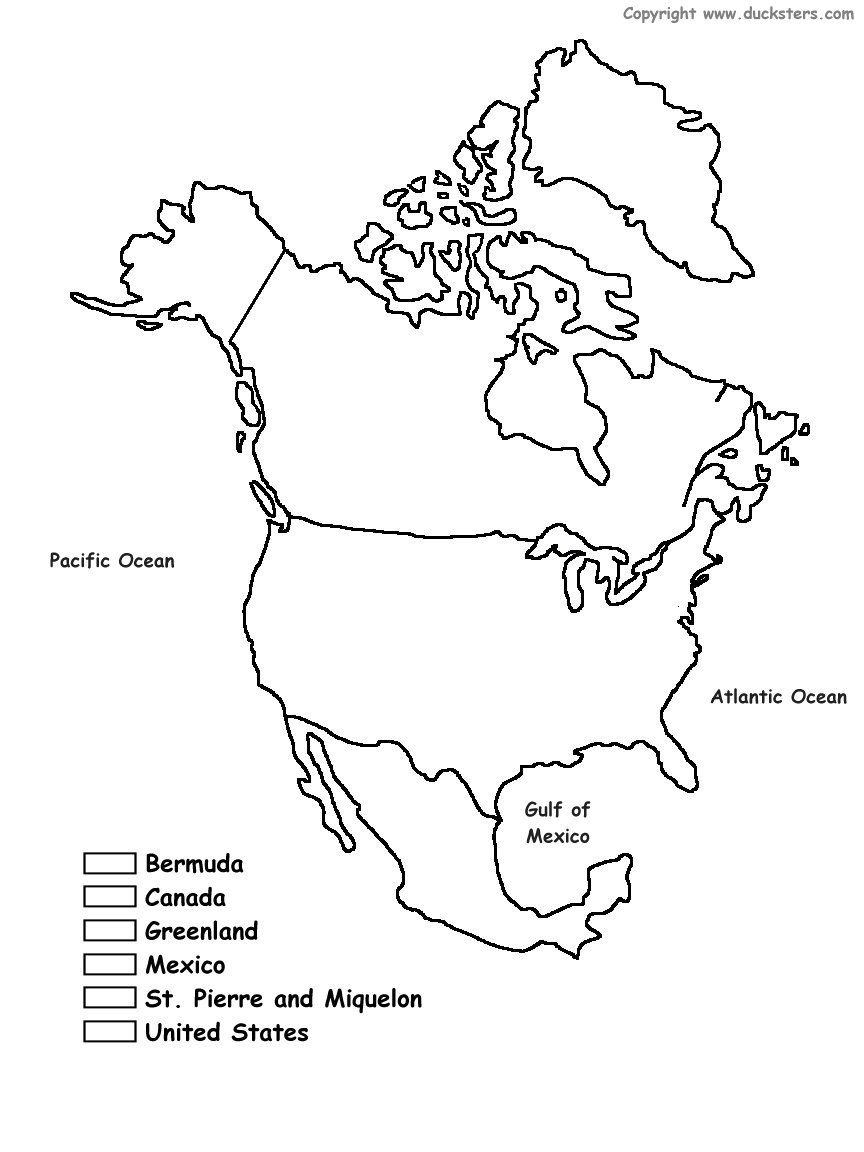 North America Coloring Map Of Countries Geography For Kids North 