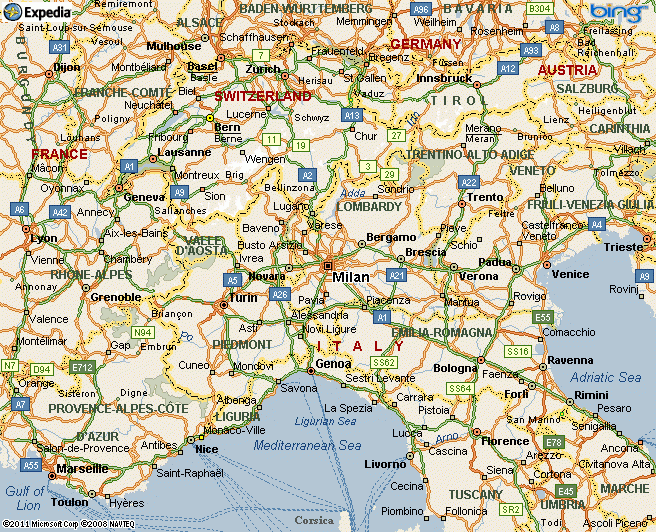 map of northern italy with cities and regions