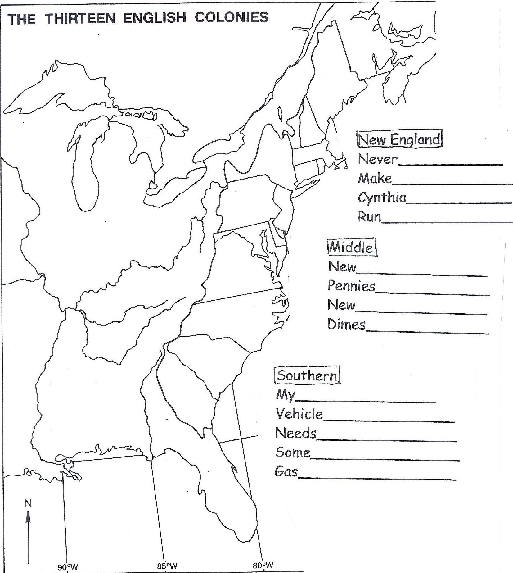 Not Found Social Studies 13 Colonies Map Social Studies Notebook