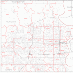 Omaha Nebraska Zip Code Wall Map Red Line Style By MarketMAPS