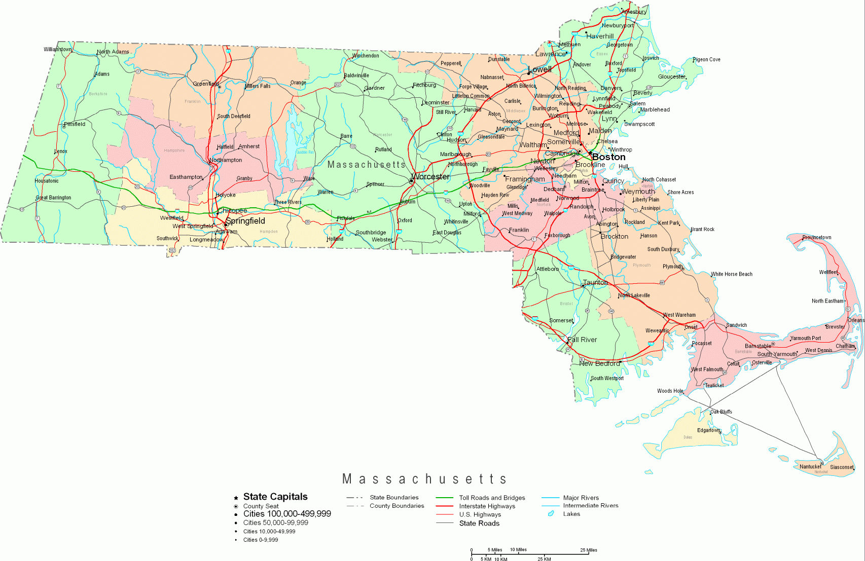 Online Map Of Massachusetts Large 1 