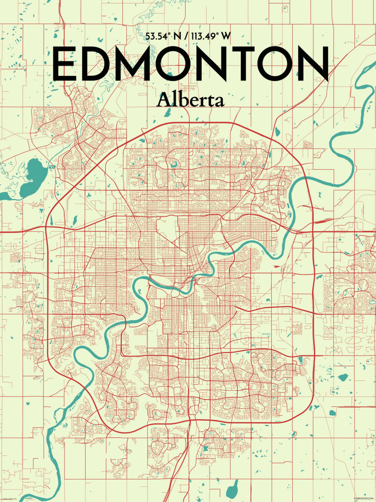 Ourposter 39 edmonton City Map 39 Graphic Art Print Poster In Throughout 