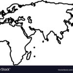 Outline Map European African And Asian Continent Vector Image
