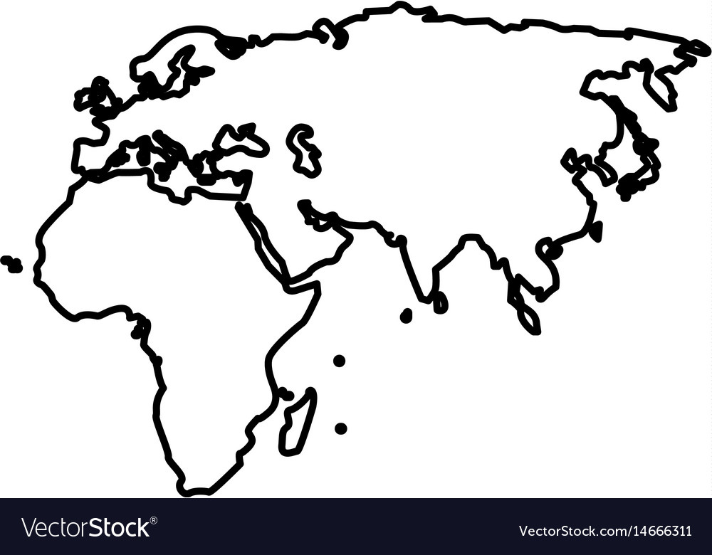 Outline Map European African And Asian Continent Vector Image