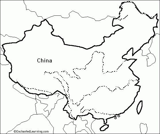 Outline Map Research Activity 3 China EnchantedLearning