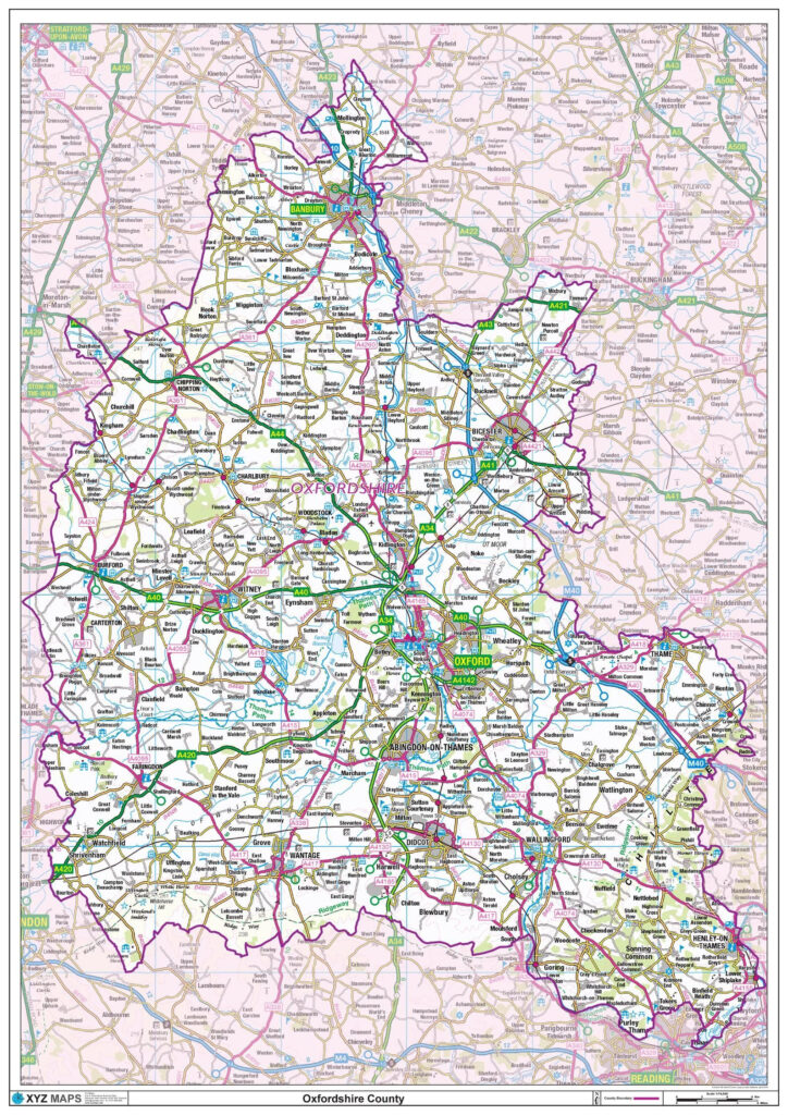 Oxfordshire County Map  Adams Printable Map