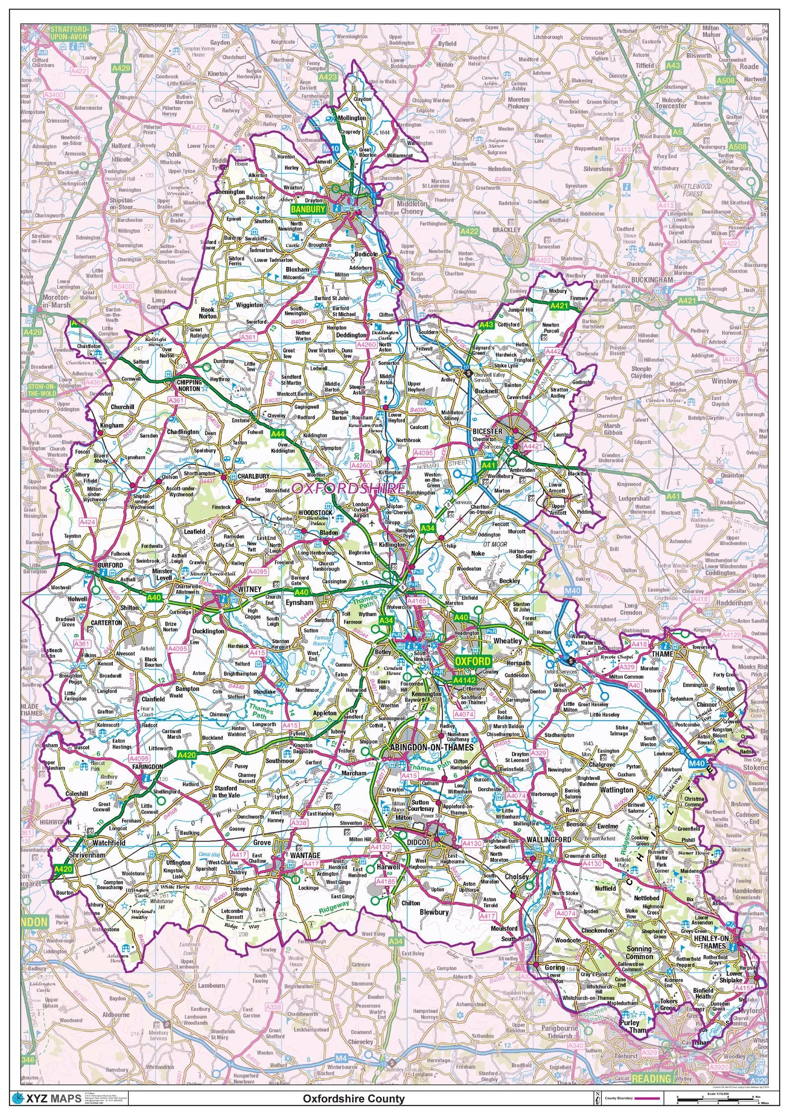 Oxfordshire County Map