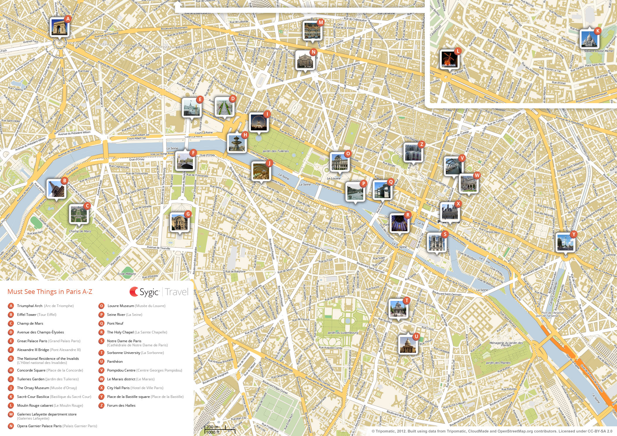 Paris Printable Tourist Map Sygic Travel