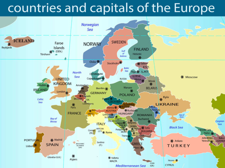 Simple Map Of Europe With Capital Cities