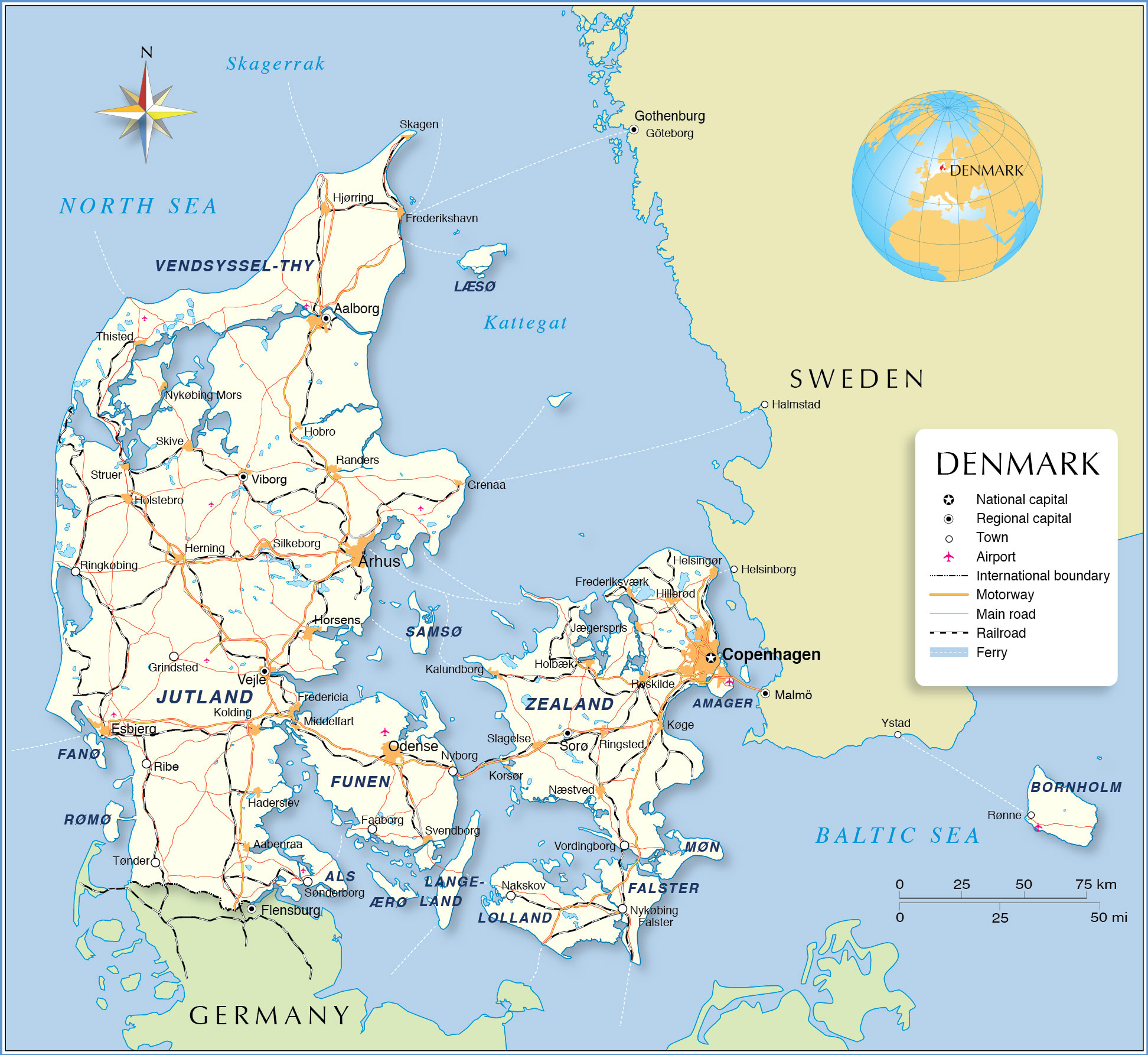 Political Map Of Denmark Nations Online Project