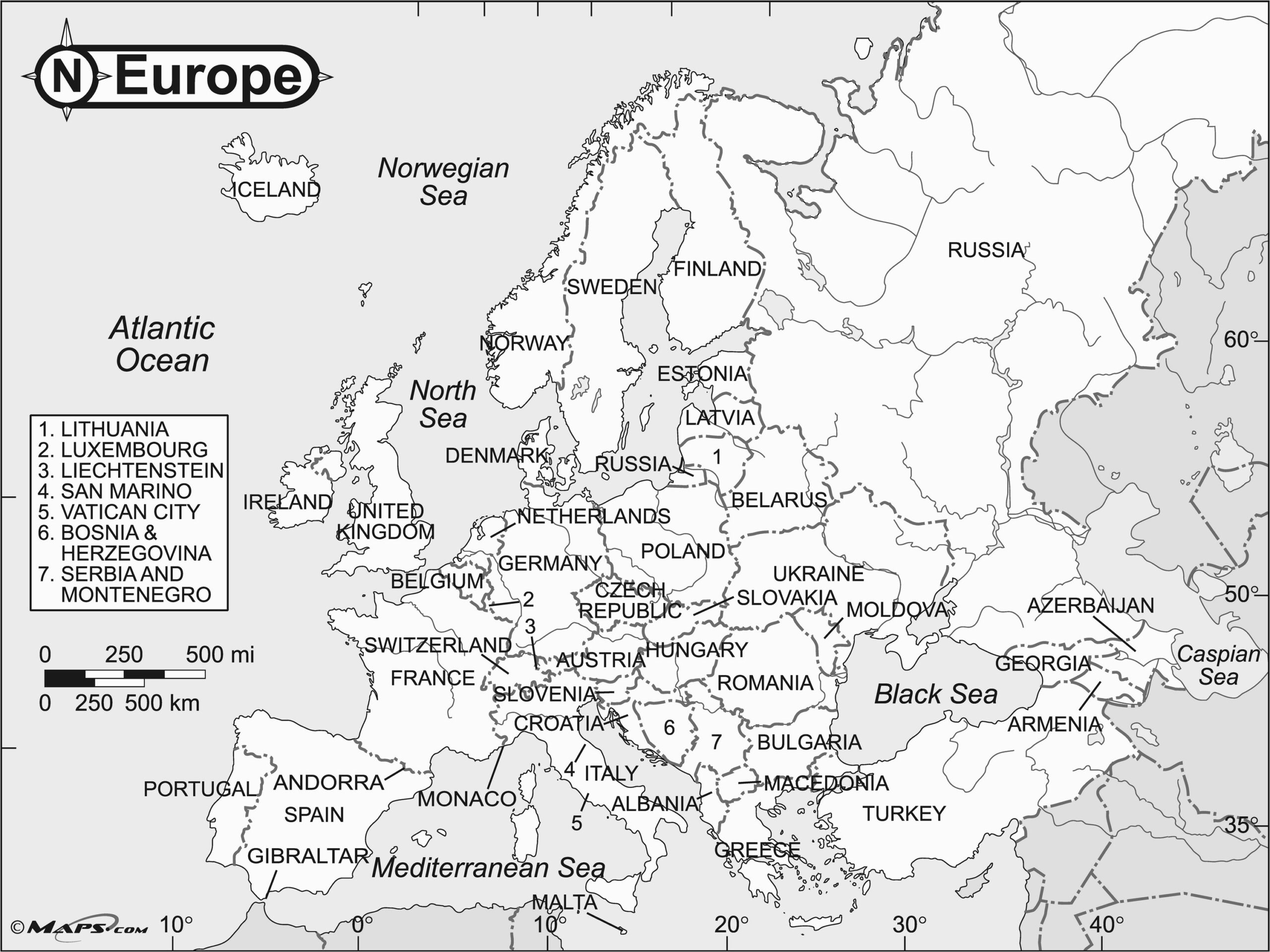Political Map Of Europe Black And White Secretmuseum
