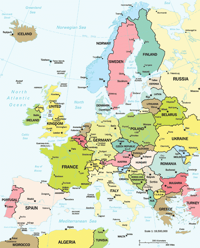 Political Map Of Europe Free Printable Maps