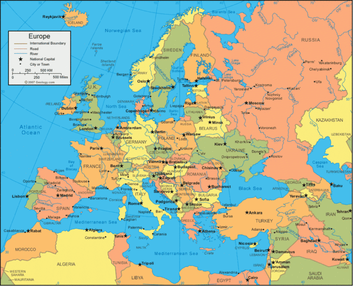Printable Map Of European Countries
