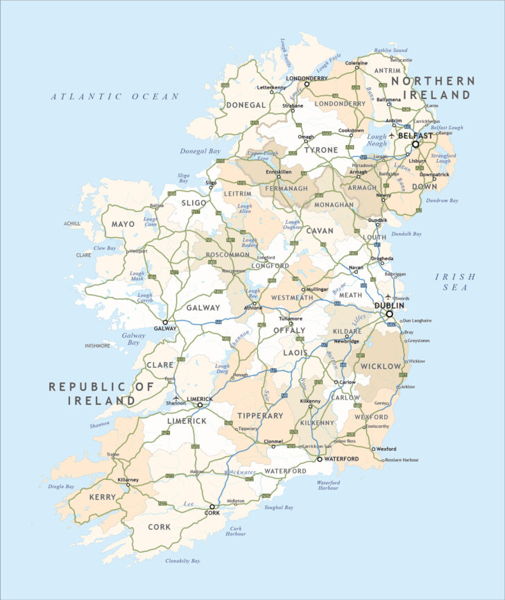 Printable Map Of Ireland Counties And Towns