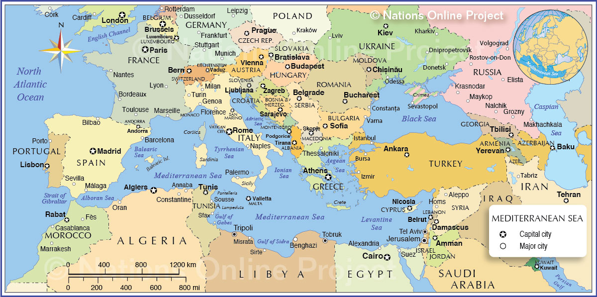 Political Map Of The Mediterranean Region Nations Online Project