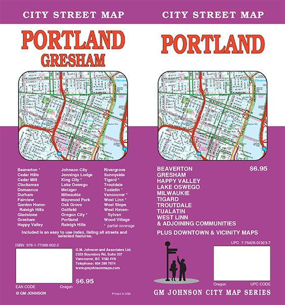 Portland Oregon Street Map GM Johnson Maps