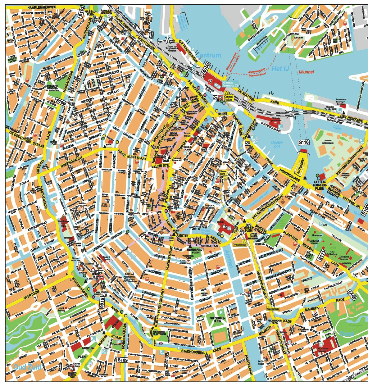Printable Amsterdam City Map Amsterdam map with attractions 