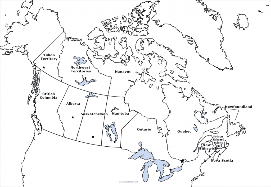 Printable Blank Map Of Canada With Provinces And Capitals Free 