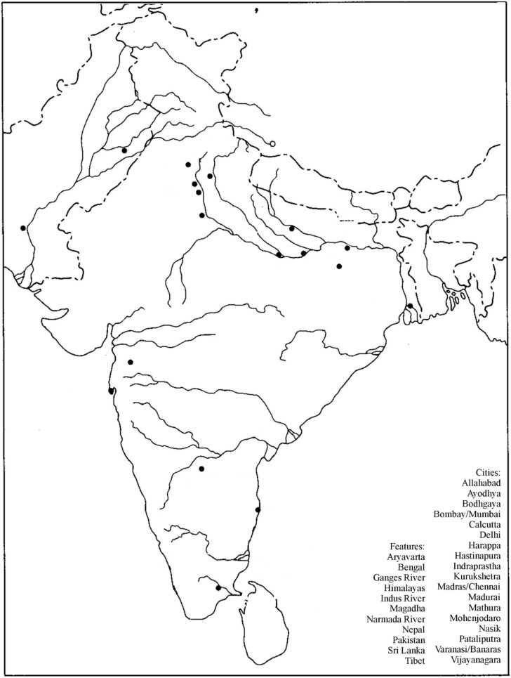 India River Map Outline A4 Size Printable