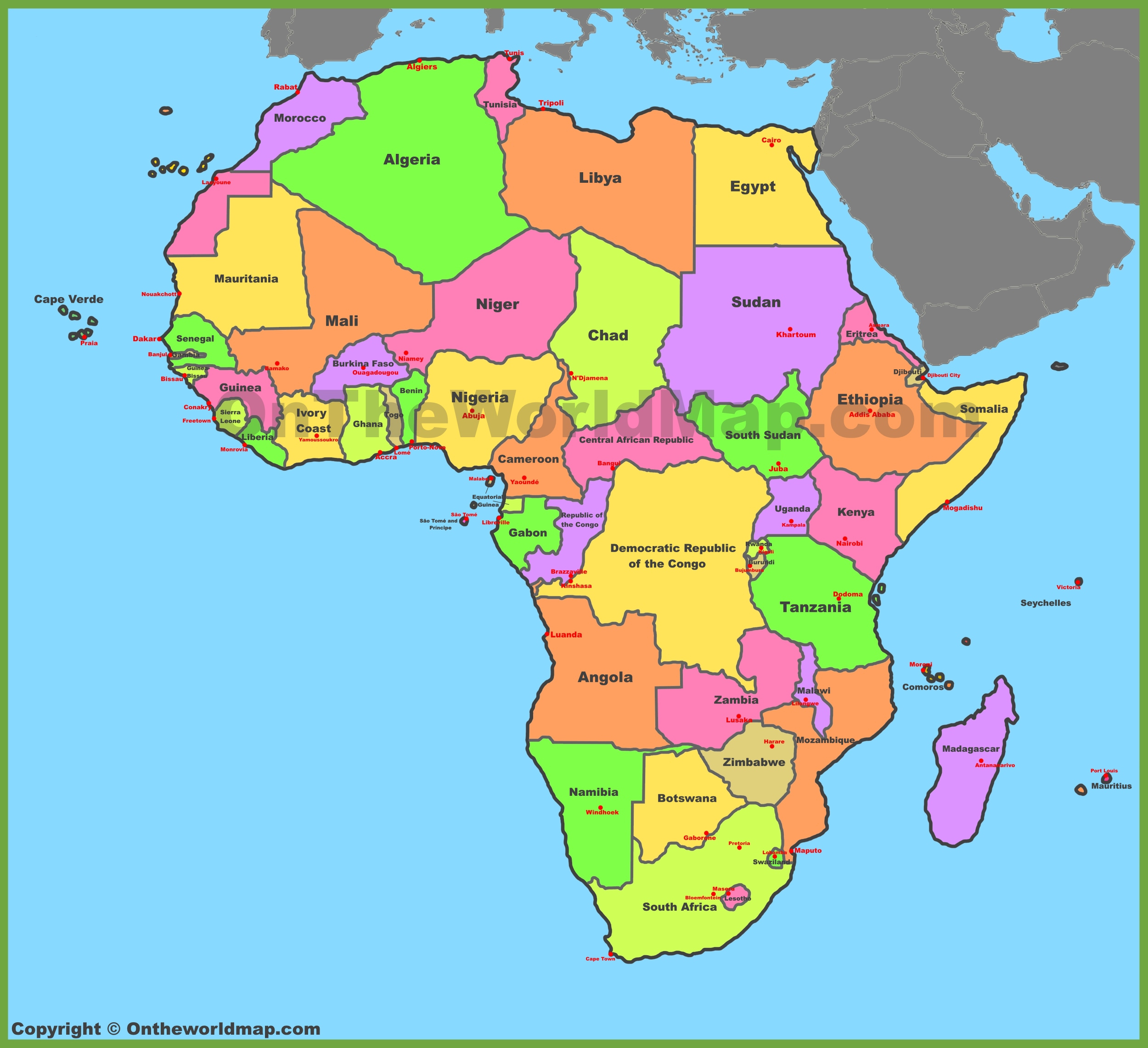 Africa Political Map Countries Only 9647