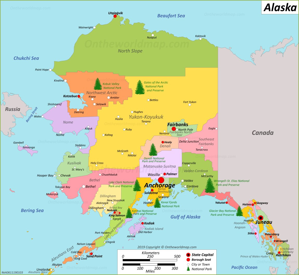 Printable Map Of Alaska With Cities And Towns Adams Printable Map