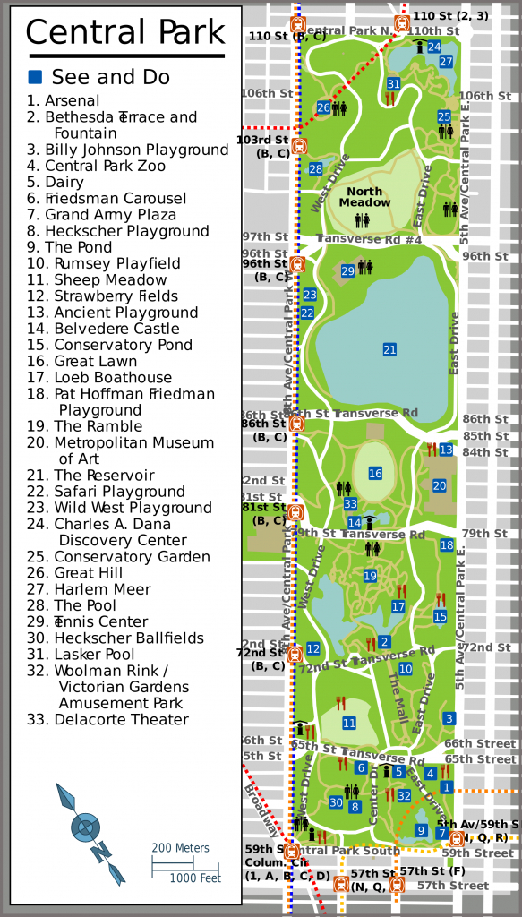 Printable Map Of Central Park Nyc