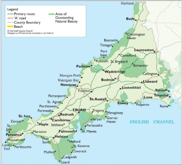 Printable Map Of Cornwall England