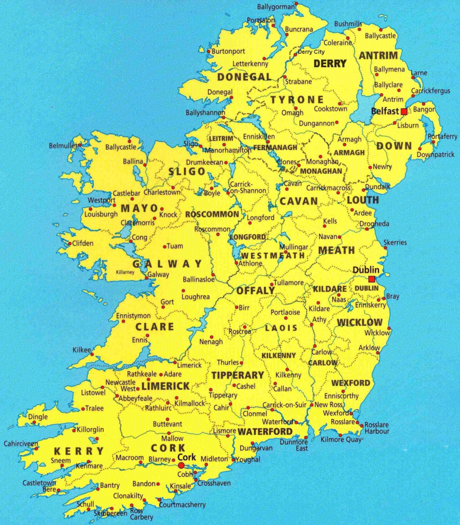 Printable Map Of Ireland Counties And Towns Printable Maps
