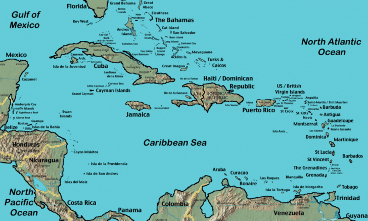 Printable Map Of The Caribbean Islands