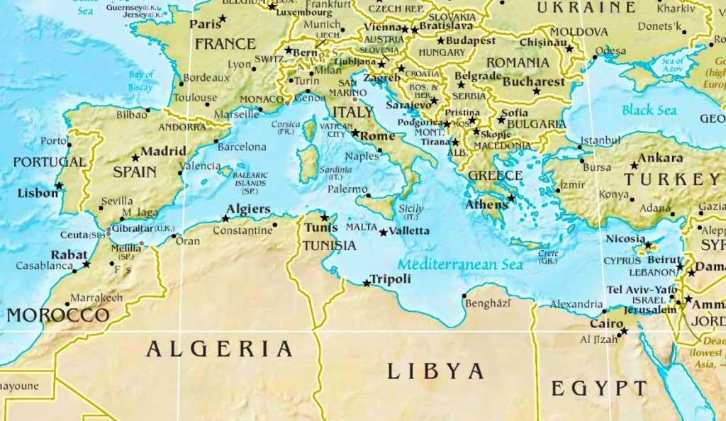 Printable Map Of The Mediterranean Sea Area Printable Maps