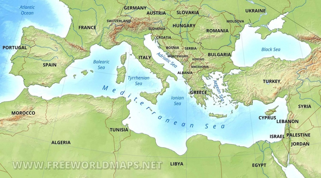 Printable Map Of The Mediterranean Sea Area Printable Maps