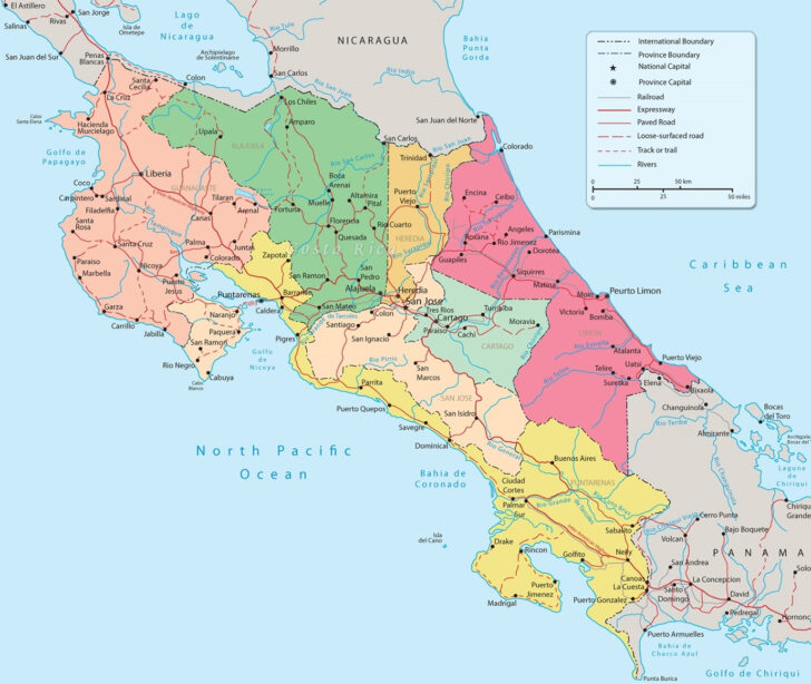 Map Of Costa Rica Printable