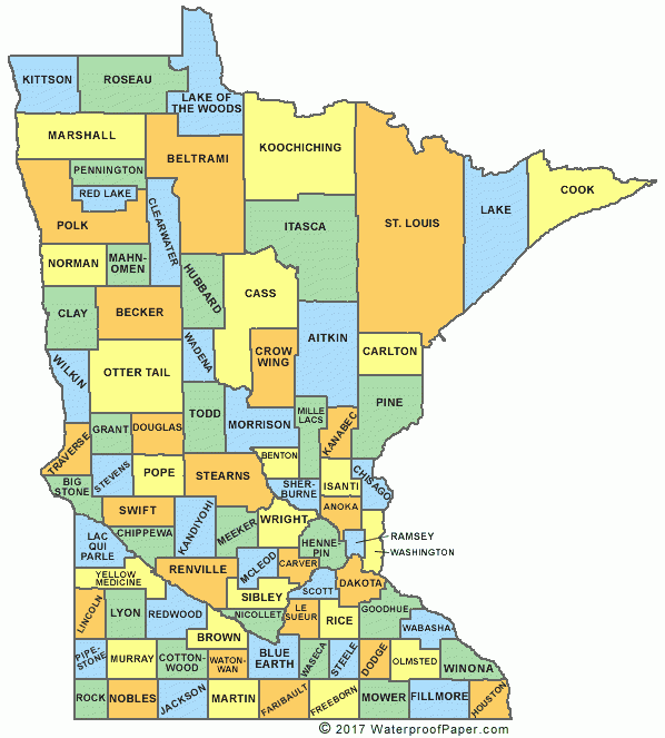 Printable Map Of Minnesota Counties