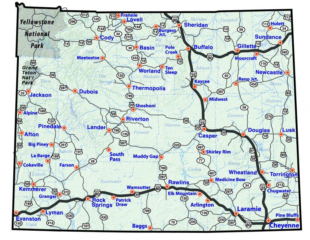 Printable Road Map Of Wyoming Printable Maps
