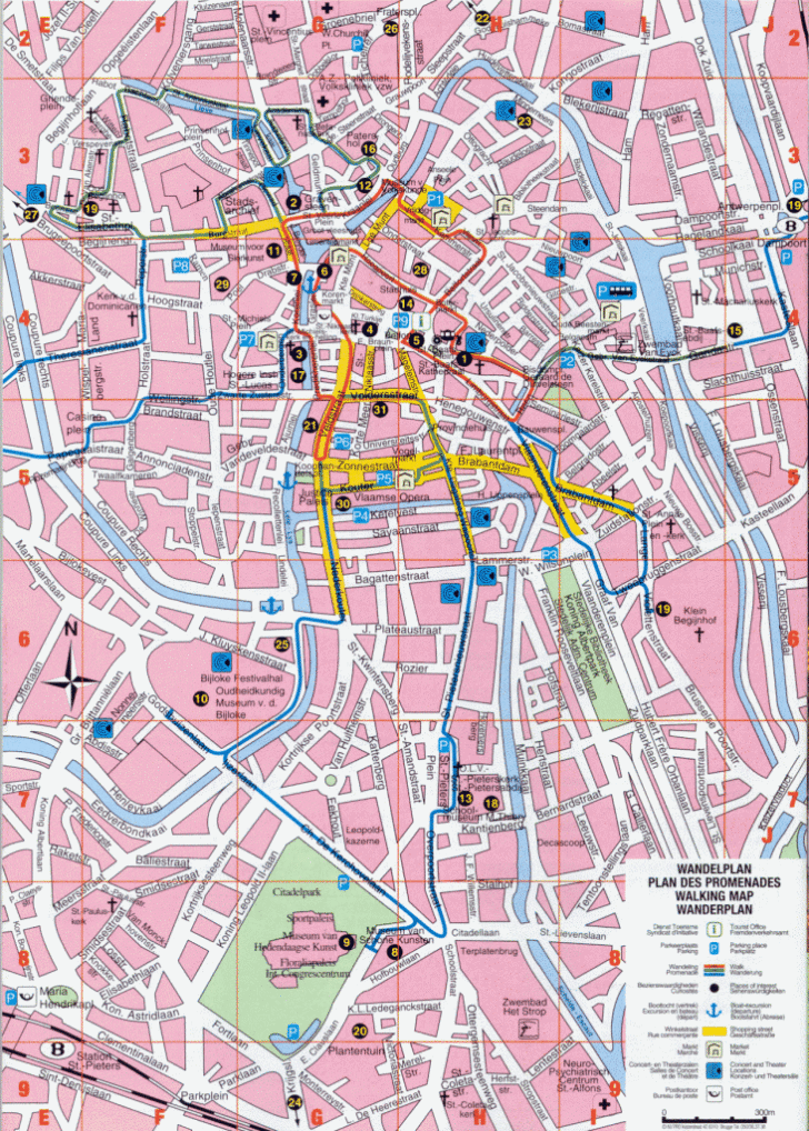 Printable Map Of Ghent And Bruges Belgium