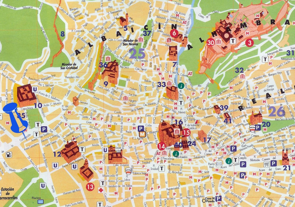 Map Of Granada Spain Streets Adams Printable Map