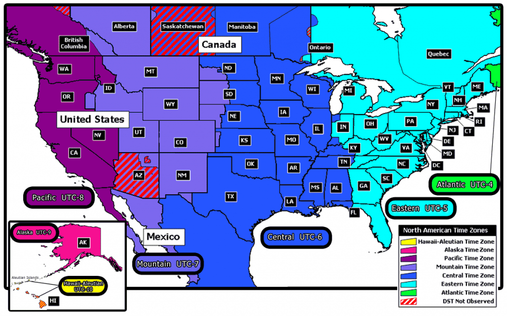 Printable Time Zone Map For Kids Printable Maps | Adams Printable Map