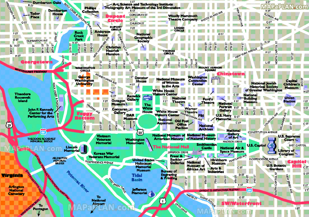 Printable Walking Tour Map Of Washington Dc Printable Maps