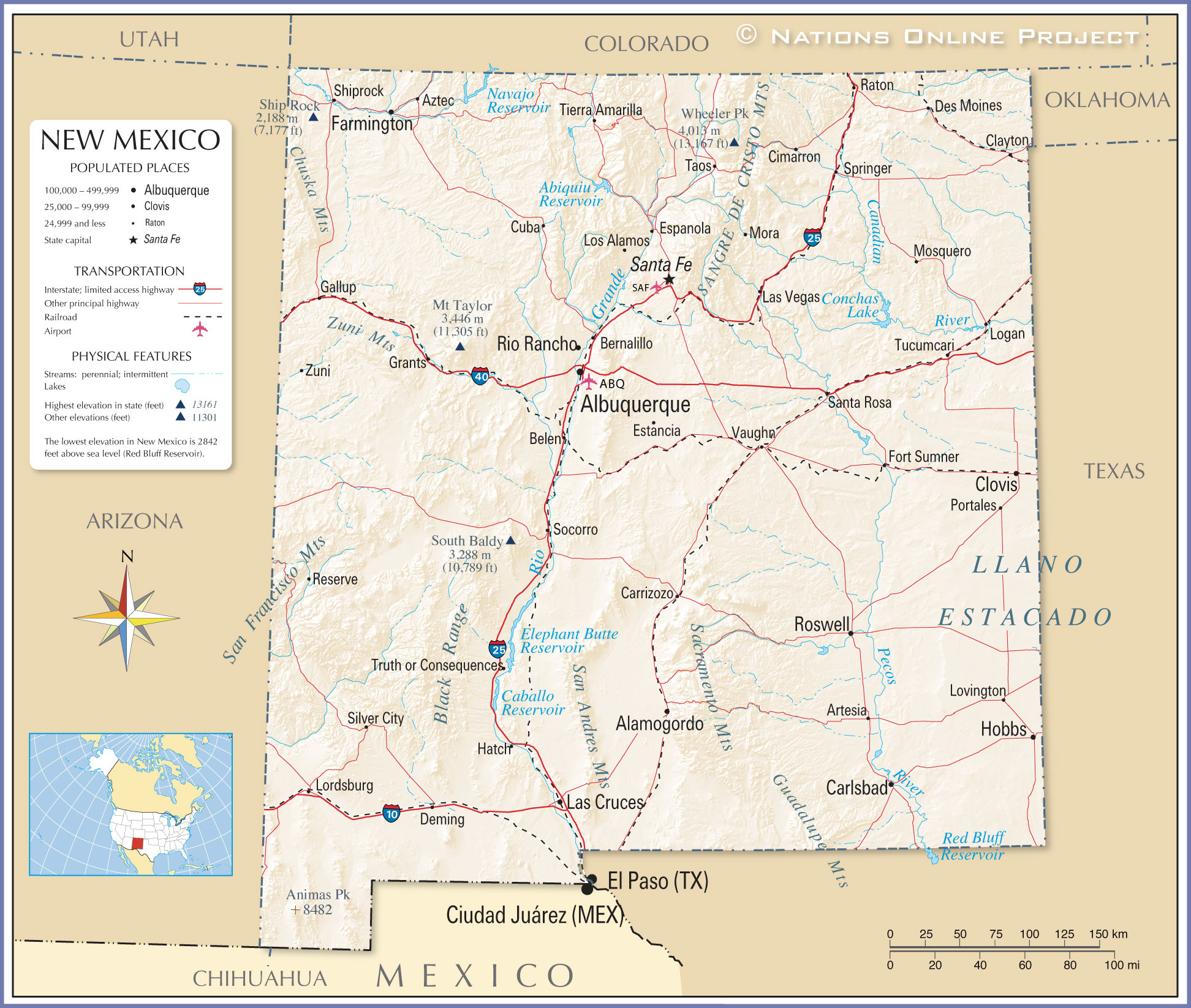 Reference Maps Of New Mexico USA Nations Online Project