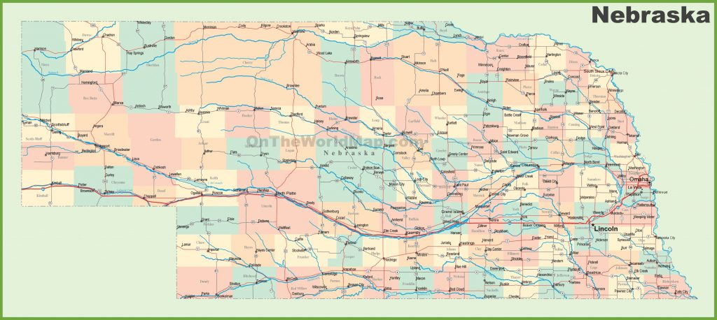 Road Map Of Nebraska With Cities For Printable Road Map Of Nebraska 