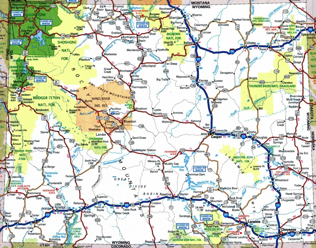 Road Map Of Wyoming With Cities Wyoming State Map Printable 