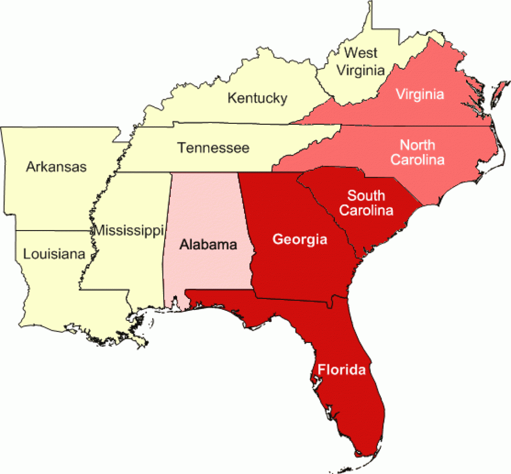 Southeast Map With Capitals And States Printable Map