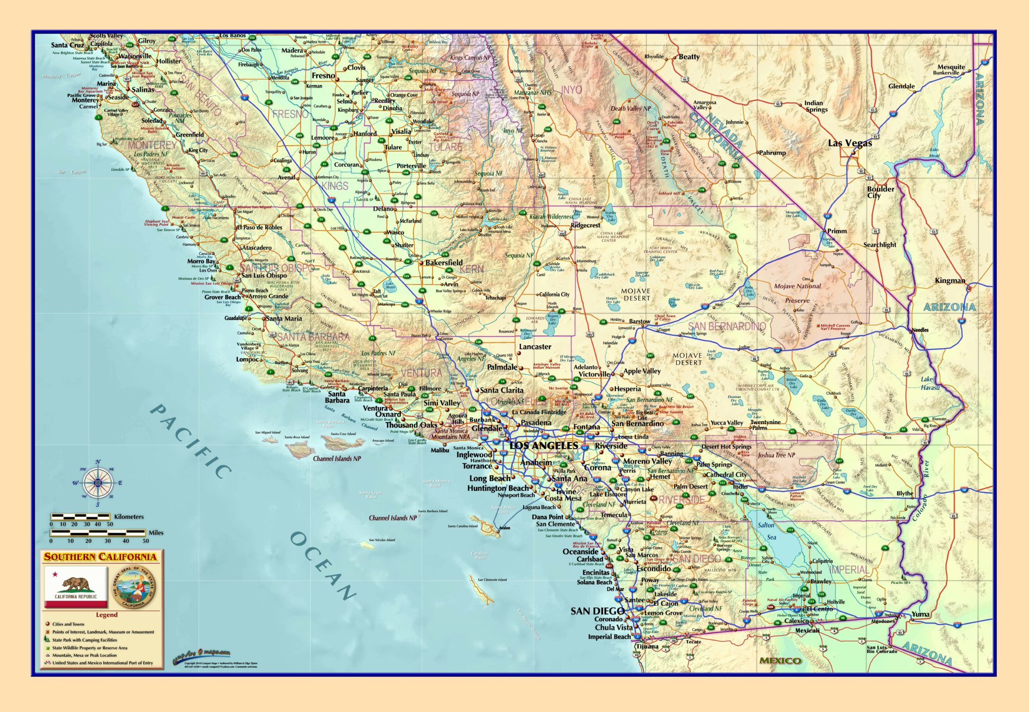 Southern California Wall Map The Map Shop