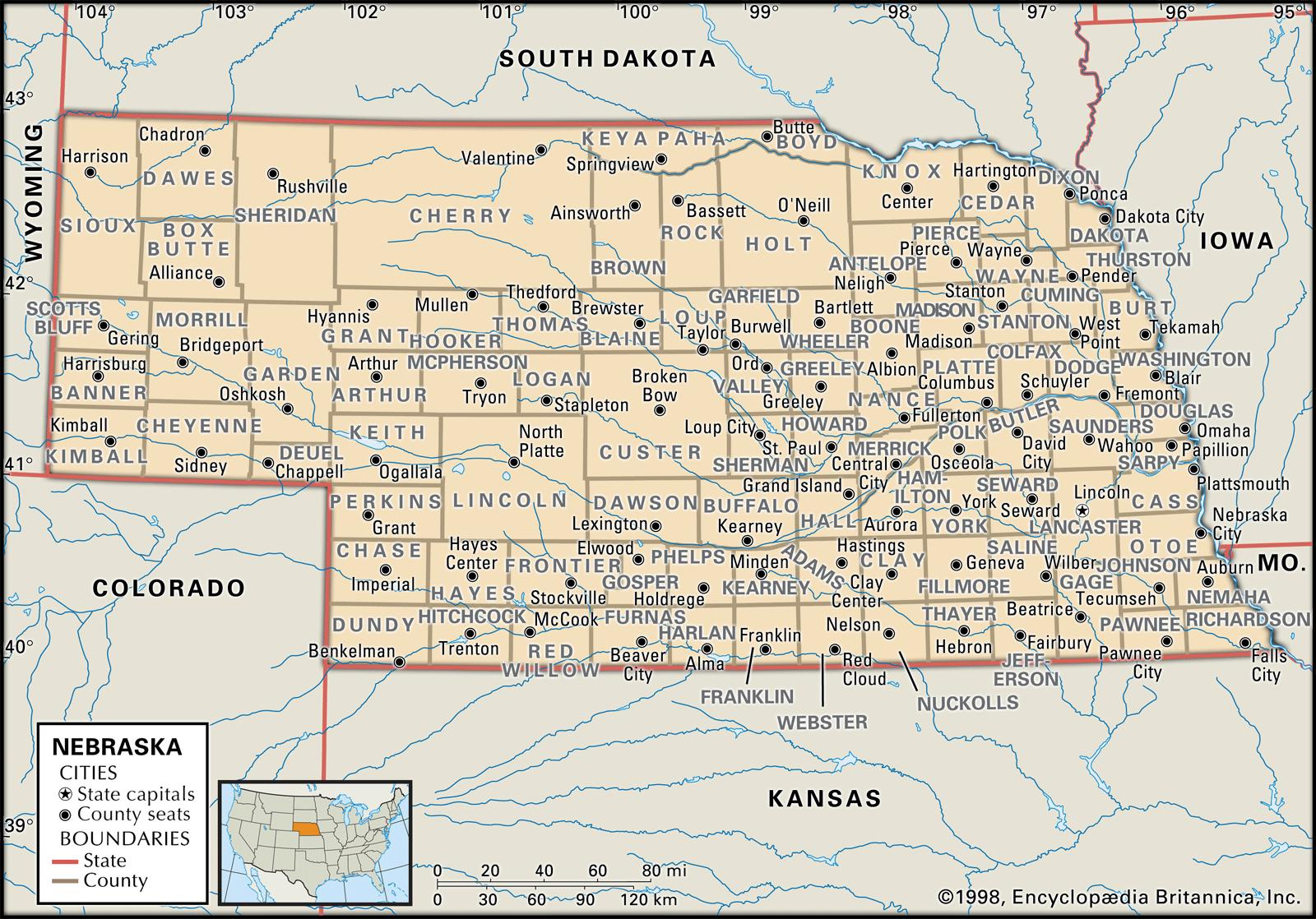 Printable Map Of Nebraska Adams Printable Map