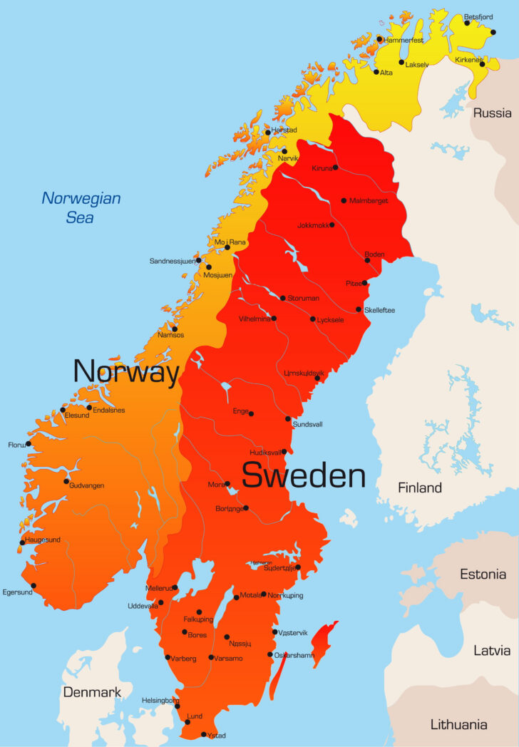 Printable Map Of Norway And Sweden